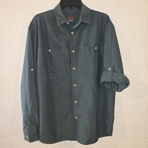 Railriders Button up long sleeve light weight Shirt Mens M Outdoor Hiking Green